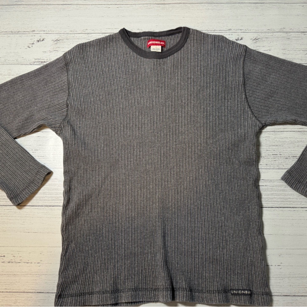 Vintage Y2K Grunge UNIONBAY Charcoal Ribbed Top Small Gorpcore